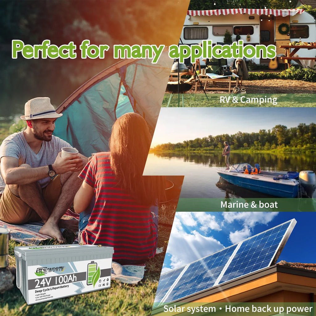 Solar, 10-Year with 4000+ 29.2V 24V BMS, Motor, A Boat. 100Ah Grade battery Battery Cycle for Lithium Batteries Cells, Marine, Charger LiFePO4 100A Lifetime, 8A Rechargeable, Deep included Trolling
