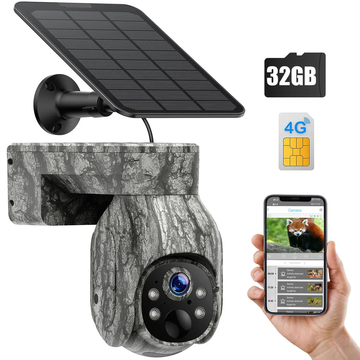 PIR Vision, 2K Night View, Cellular Game Waterproof, Card 90°Tilt, 360°Pan Camera with &SD Camera Security 4G Storage, Hunting with No LTE, Cloud Trail Solar SIM Motion, CAMPARK Cam WiFi Live Wireless