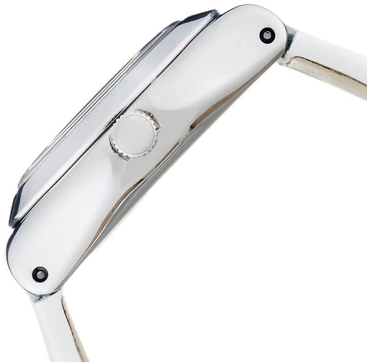 White Leather Watch Silver Women's YSS296 Swatch Strap Tone Dial