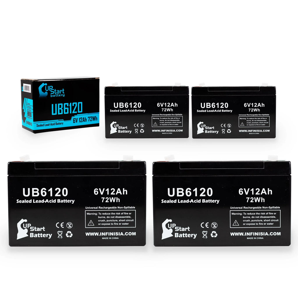 Pack 4x Includes AGM, (6V, 12Ah, Replacement Tripp-Lite - Compatible UB6120 8 to Terminal Battery - Adapters 850 Lead SLA) Universal F1 F2 - Terminal, Battery Sealed Acid F1 12000mAh,