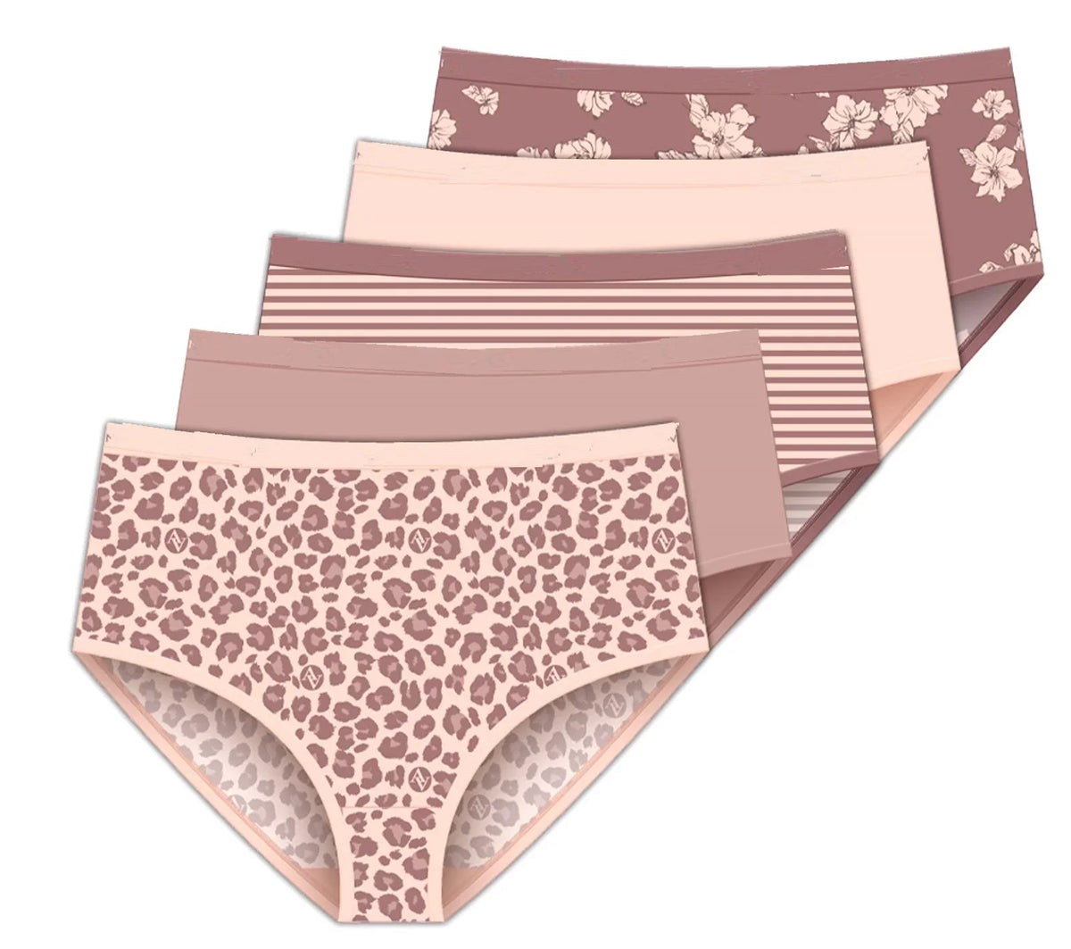 Combo Brief 7 Panties 5-Pack Adrian Microfiber Stretch - Women's Tan Vittadini Animal Delta Size - Burke's