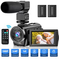 Recorder 16X Rotatable Digital Camera Degrees Digital YouTube Microphone,Remote Camera Zoom Video Batteries 1080P FHD 3" Vlogging 30FPS Camera LCD 24MP 270 Control,2 with Camcorder Screen
