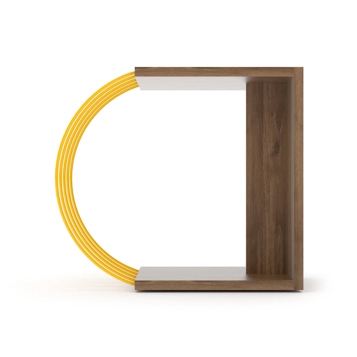 acessories side assemble, table, to with Cassi Easy metal Walnut-Yellow base Wood