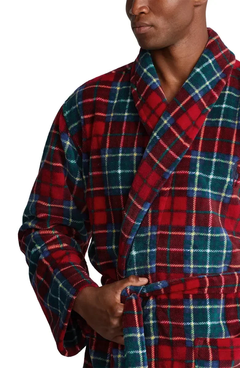 Small TARTAN US Microfleece Men's Ralph Lauren Robe, Polo PLAID Plaid