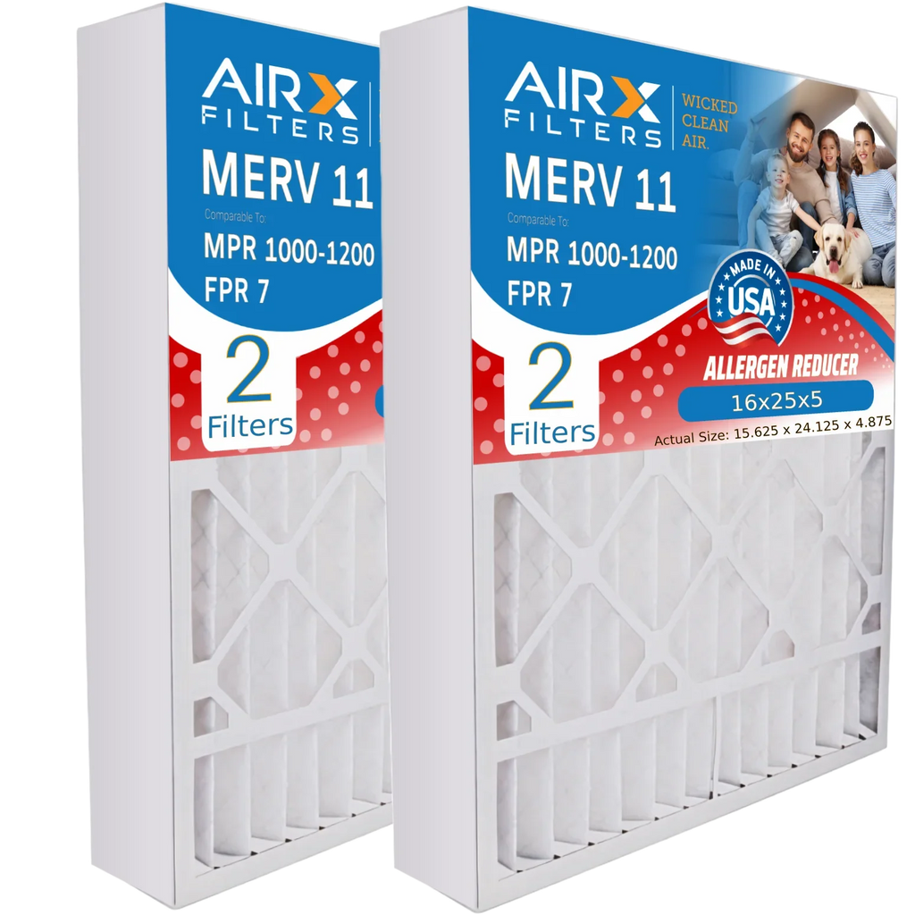 WICKED AIR. 1000, 1200 MPR FILTERS 14161 AIRX Comparable MPR to Premium with CLEAN by 7 Air MERV Pack 11 USA & Filter 2 16x25x5 Compatible Filter Made FPR 16x25x5 GeneralAire Furnace