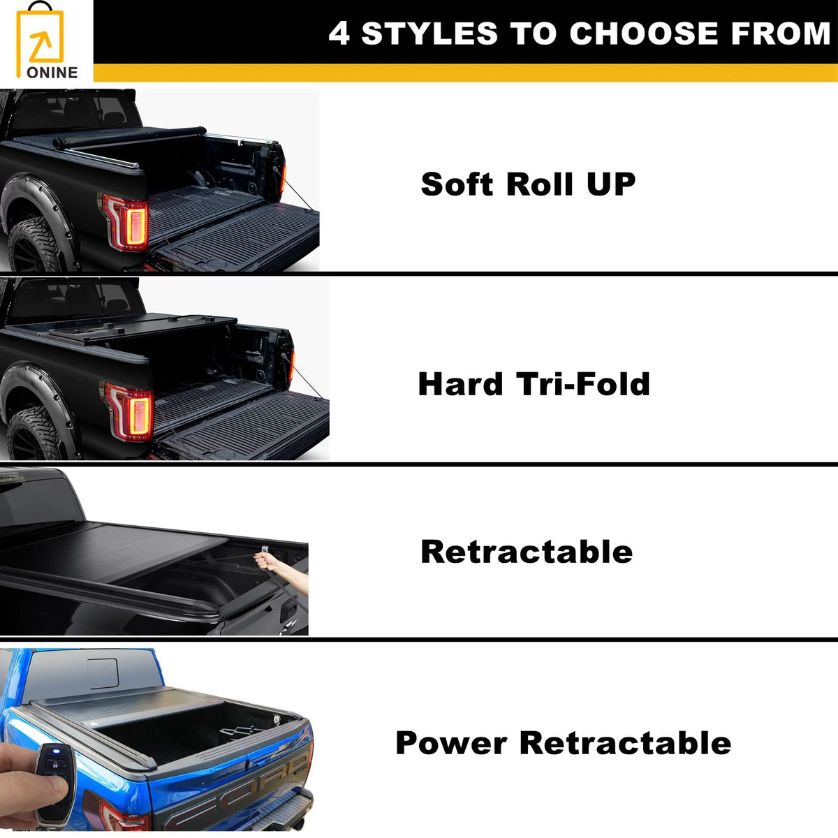 ONINE Custom Multi-Function Truck Ram with Does or Tonneau Bed(67"), RamBox New AWH Dodge (Split) Bed Hard 1500 2019-2024 Fit Cover 5.7ft Not Tailgate Does Tri-Fold not Classic, fit Body Fit