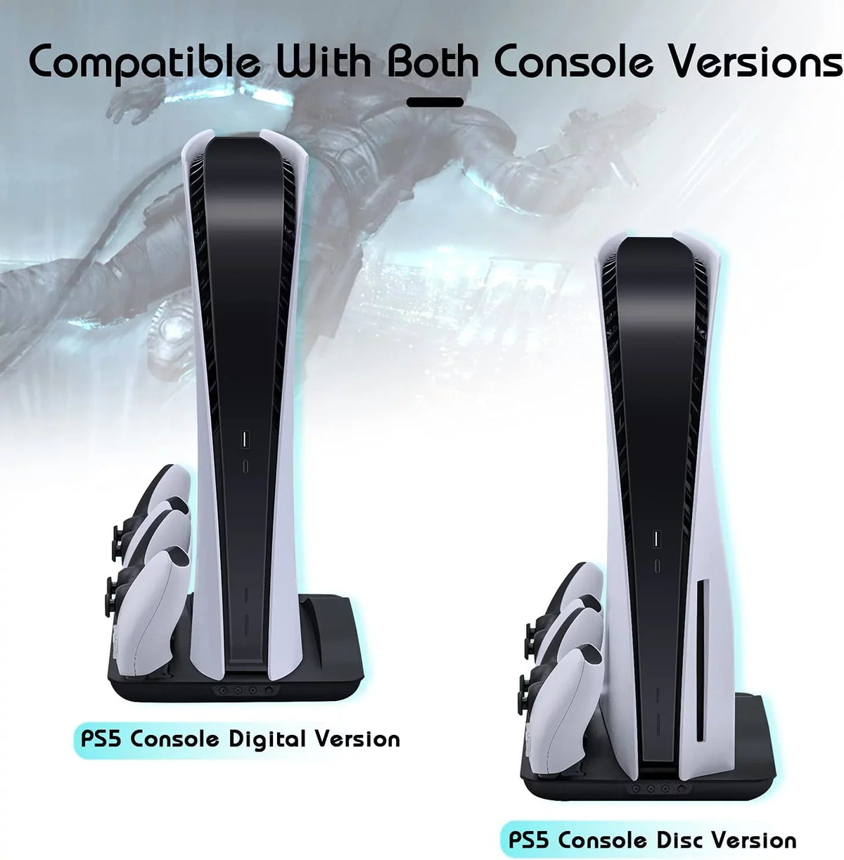 Extra Station Digital Controller Cooling and 5 Playstation and Ports USB and with Edition Dock for PS5 Cooler Station Console, UHD Dual for Fan Charger Charging