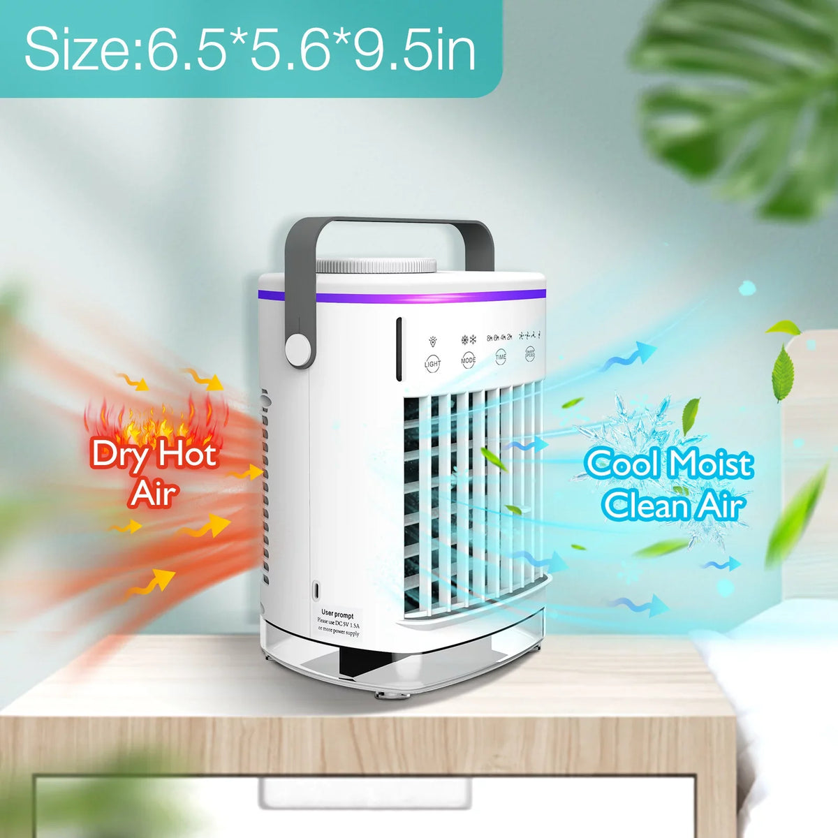 Desktop Air & Personal 7 Camping Cooler with Conditioner Fan Air Timer Air for Conditioners 2-8H Portable Fan Night Mini Home Light Desk 4-Speed Office Hiroke Spray