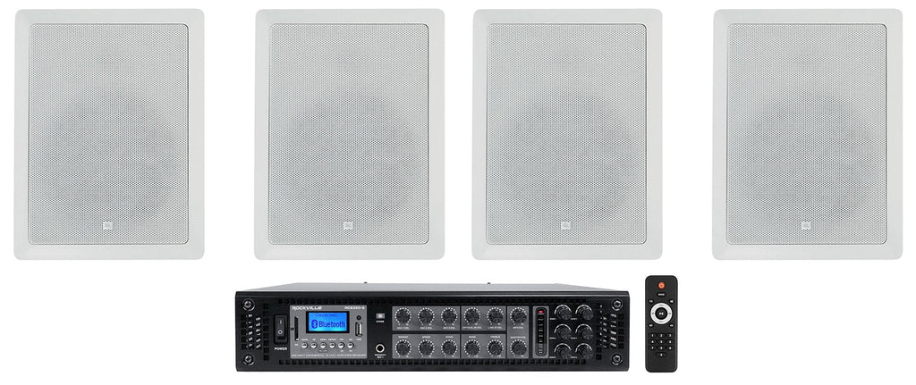 In-Wall JBL 8" 50w For Restaurant Commercial 128 (4) WT Speakers+Amp 70v CONTROL