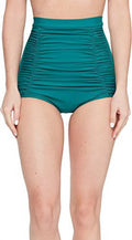 Waist Unique Women's Emerald Ruched Monroe Green, High S Vintage Bikini Bottom,