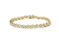 Haus Clasp Yellow 10k and Diamond of Box Womens 7.25" Round I2-I3 wristband 1.00 Cttw Clarity) (I-J Color, Cut Cut Brilliance Baguette Prong S-Link Gold