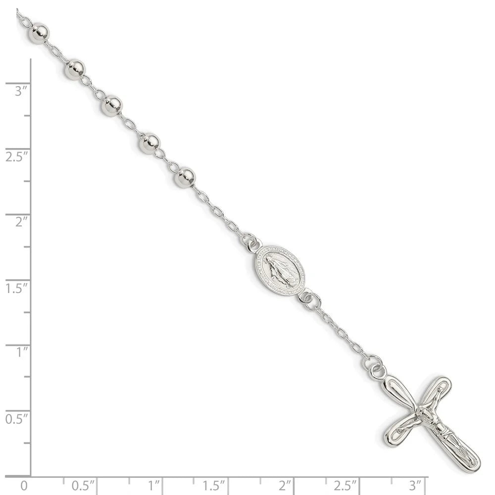 Fine Rosary Women Single Auriga 7.5inch Jewelry 925 Sterling Beaded wristband Silver Decade for