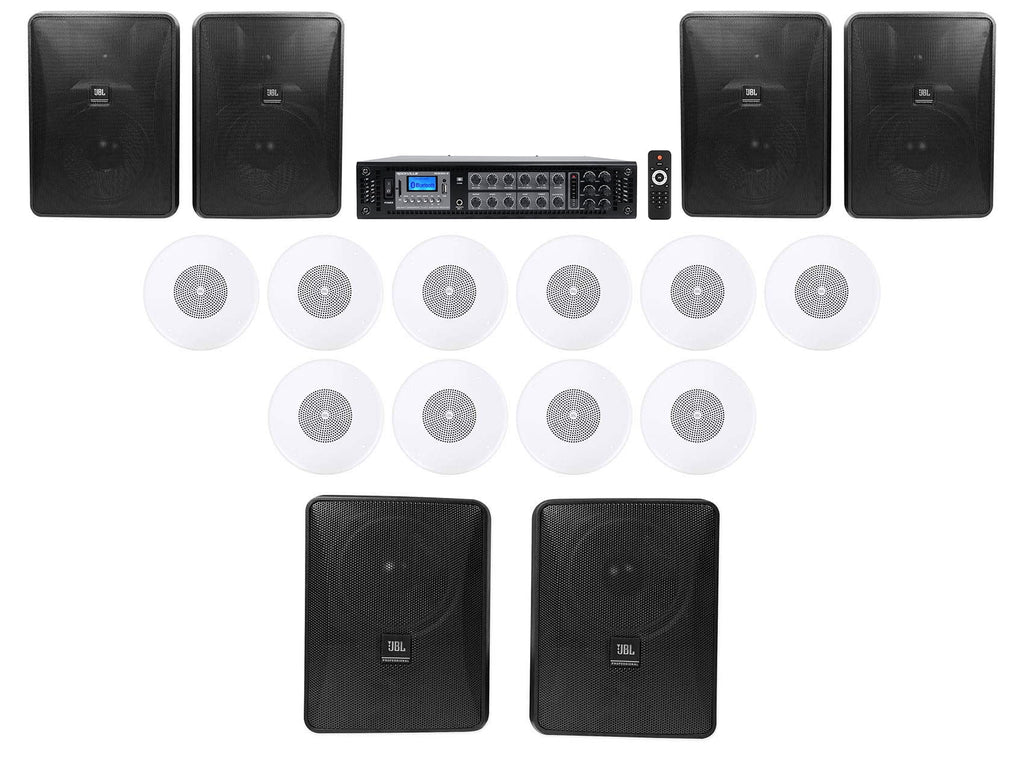 Ceiling Background Restaurant Foreground Wall+10) Amp+6) 6-Zone Kit JBL Speakers