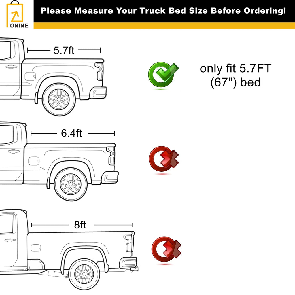 ONINE Custom Multi-Function Truck Ram with Does or Tonneau Bed(67"), RamBox New AWH Dodge (Split) Bed Hard 1500 2019-2024 Fit Cover 5.7ft Not Tailgate Does Tri-Fold not Classic, fit Body Fit