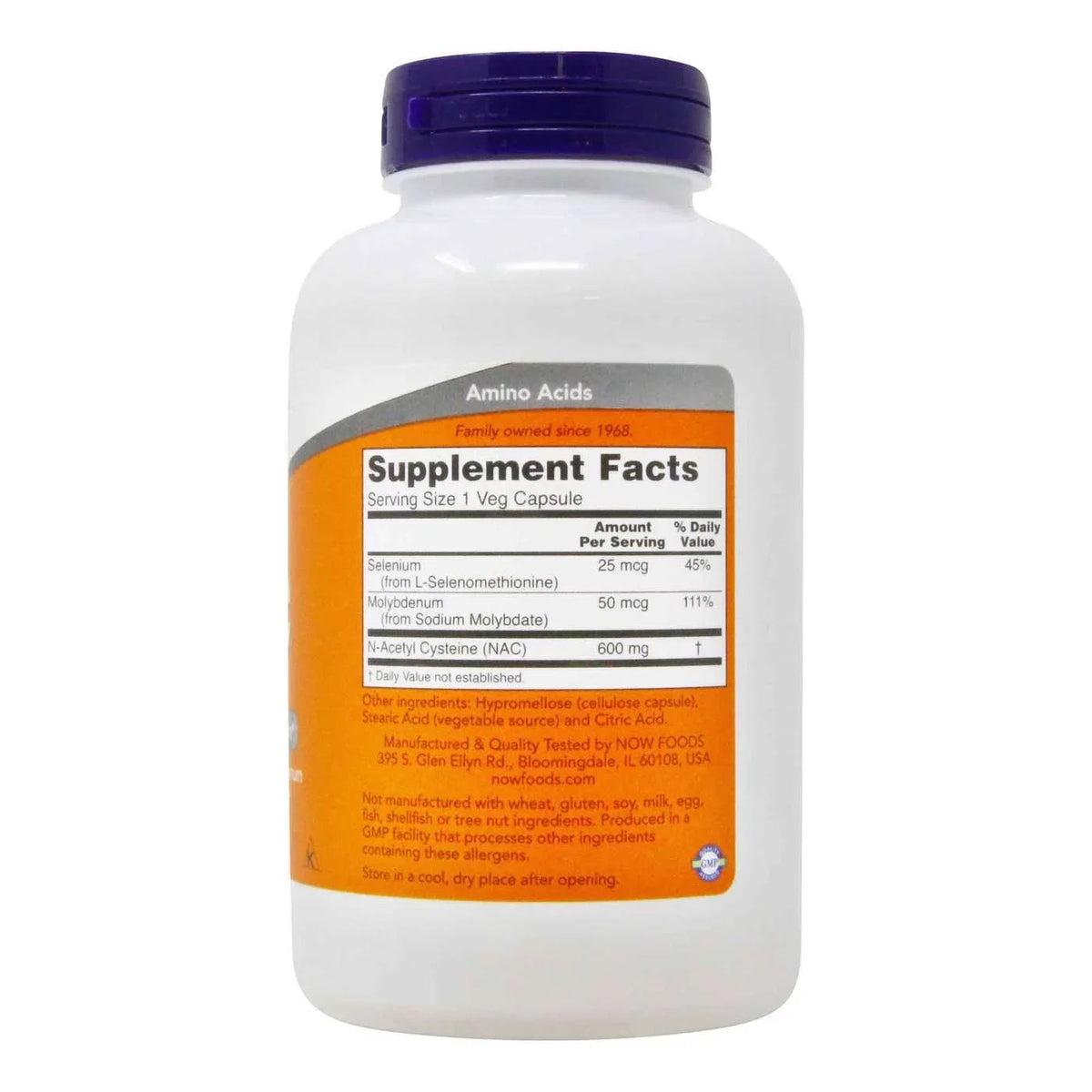 Veg 250 Capsules - 600 Foods Mg Nac Now