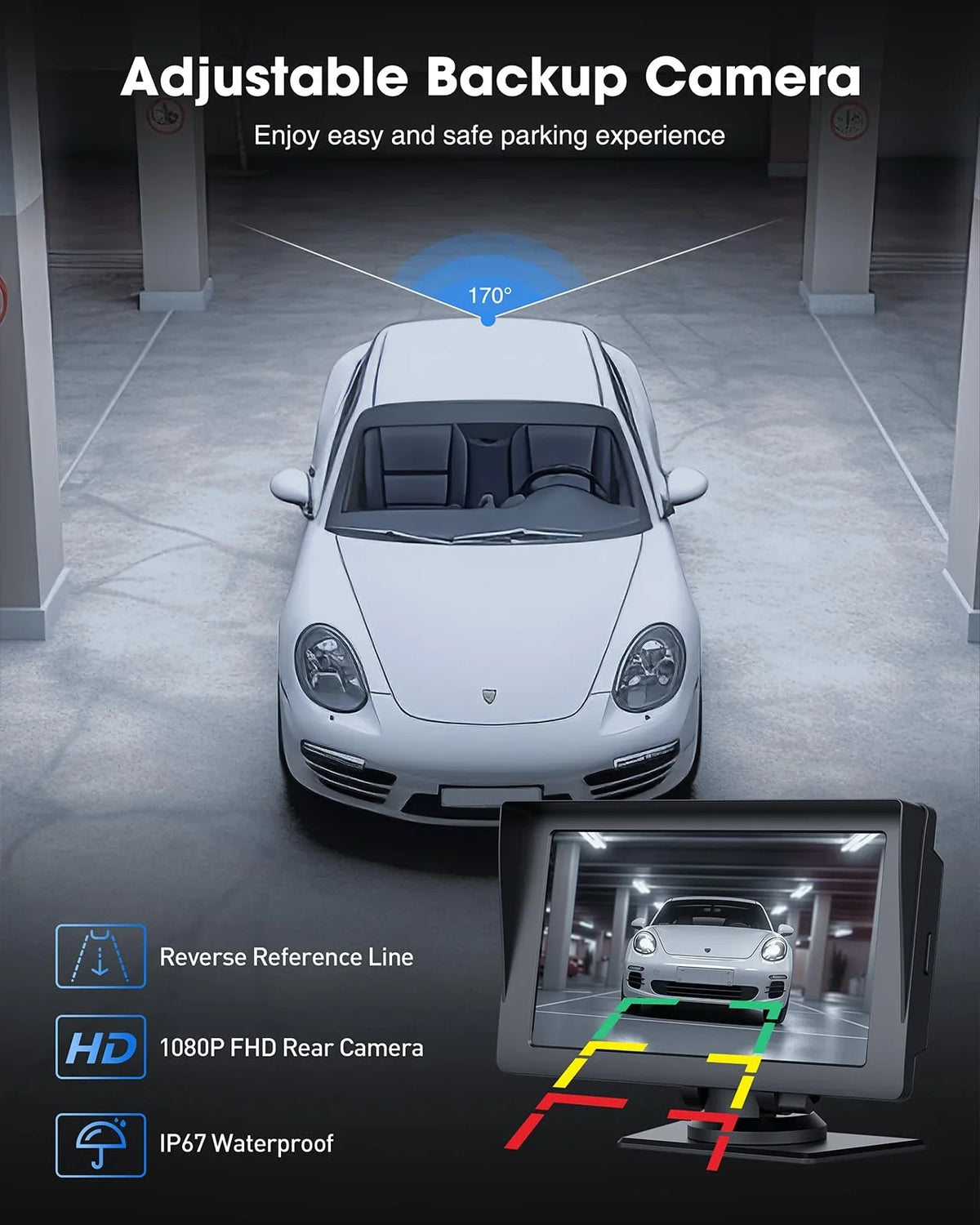Auto,Bluetooth,FM, Touchscreen Car Camera,HD GPS Video,Car Navigation Reverse Stereo Wireless Portable Car LAMTTO Inch Audio Carplay,1080P with Receivers Siri with 7 Portable Airplay,Android