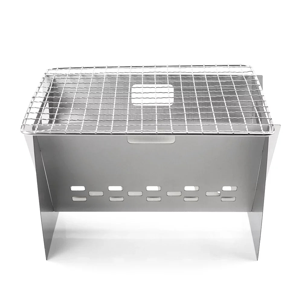 Folding Stainless Camping Burning Portable Plate, Grill Steel Wood for Cooking Stove, and BBQs Perfect Cooking with Stove Outdoor Radirus