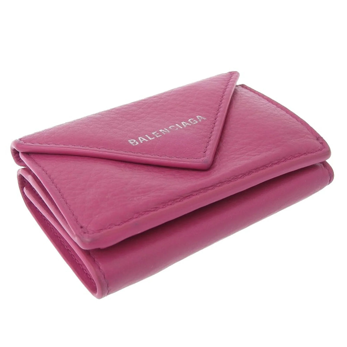 mini leather 391446 paper Pre-Owned tri-fold pink Balenciaga BALENCIAGA wallet hook (Good) with