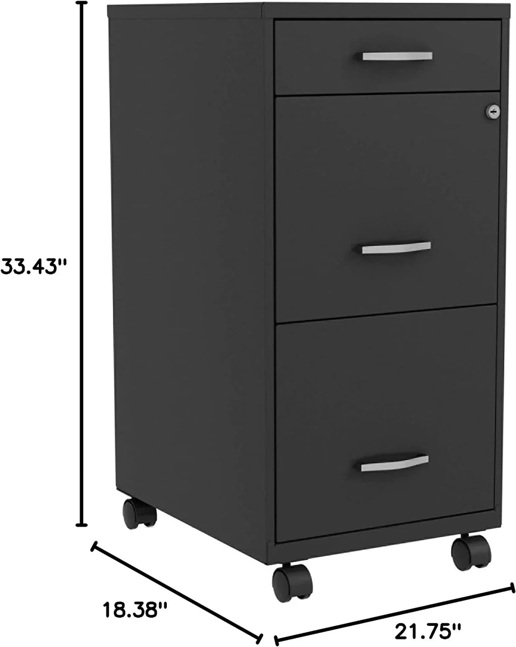 x Cabinet HYHBIBOOM 14.3" Box/File/File x 18" 29.5" LYS File Black 3-Drawer SOHO Mobile