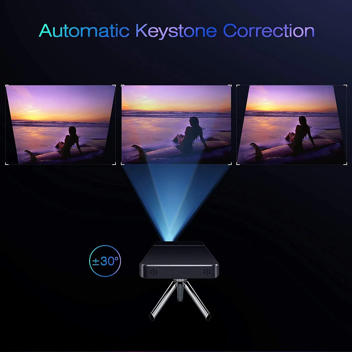 Projector Rechargeable Projector, Control HDMI Mini Movie Portable Pocket-Sized Built-in Projector, and Support AKASO Battery Projector, Remote DLP Speakers 1080P Cookie WiFI Stereo