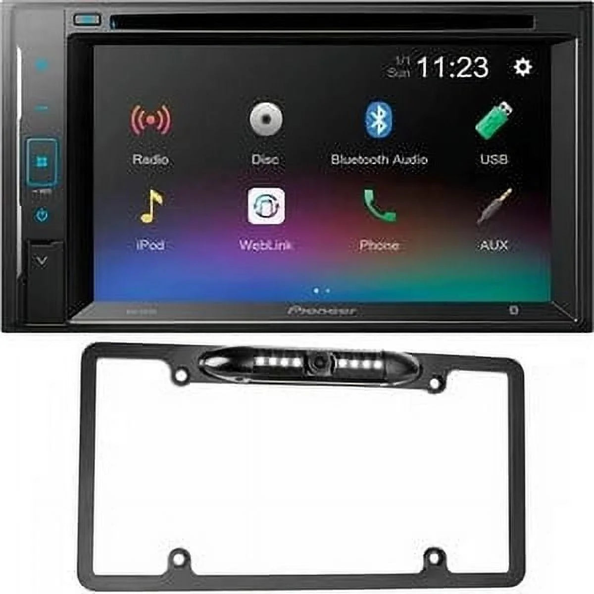 Receiver Pioneer AVH-241EX License with Backup Camera DVD Plate