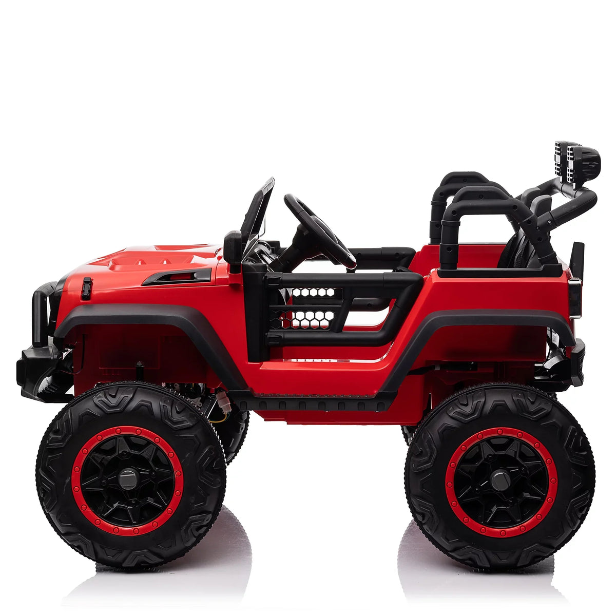 Suspension, Truck Seat, Control, Light Music, Wide 4 Brake, Remote Powerful Extra Ride Electric Seater Vehicle 4WD/2WD with LED 20" 24V Switchable Kids Kids (Red) Soft 2 Engines, Car with On