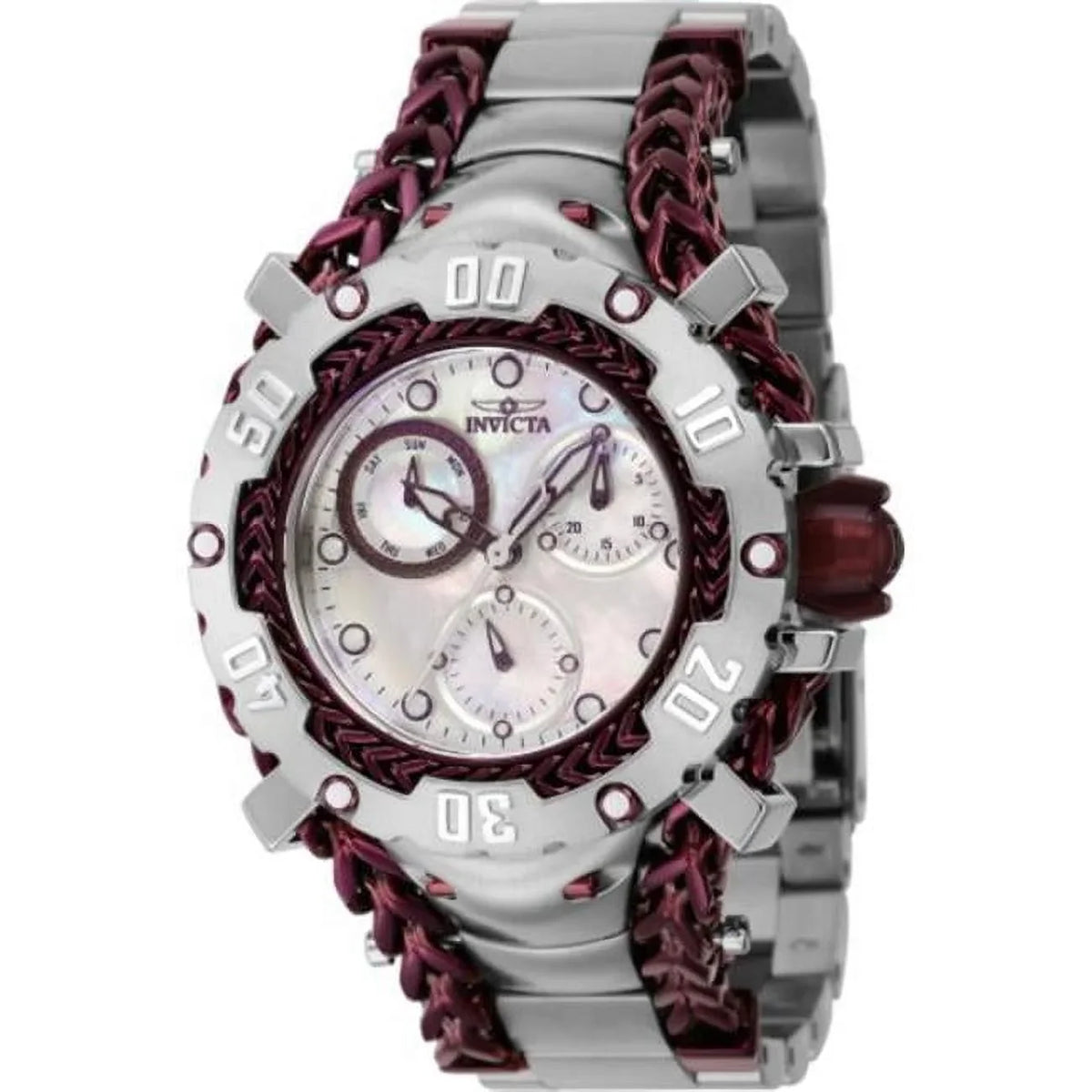 Chronograph Quartz Gladiator Burgundy, Silver Watch, & Womens Dial White