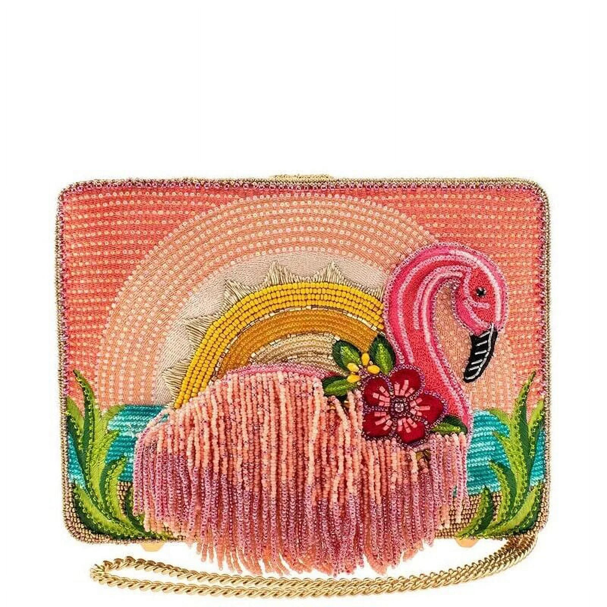 Multi New Pink Mary Flamingo Tropics Frances Beaded Bag Handbag Crossbody