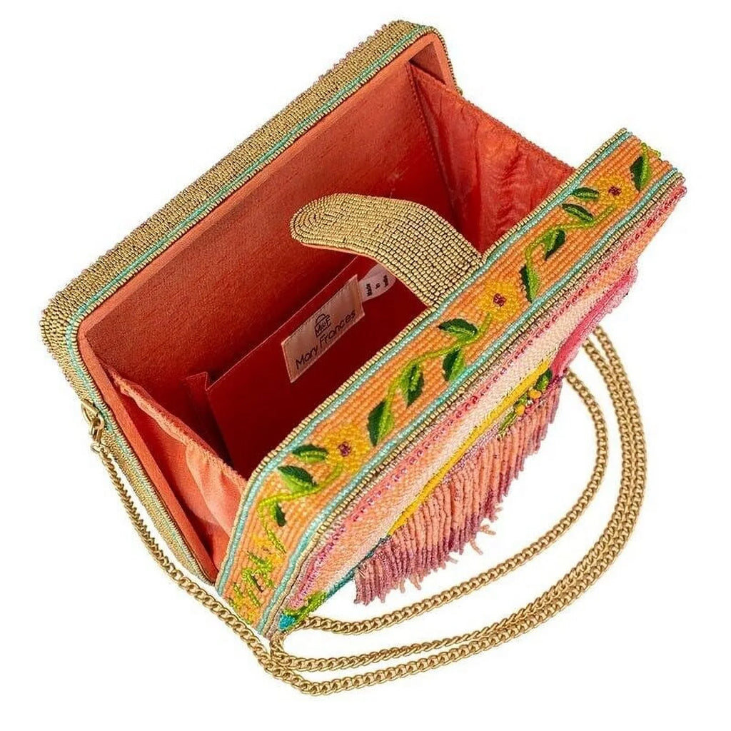Multi New Pink Mary Flamingo Tropics Frances Beaded Bag Handbag Crossbody
