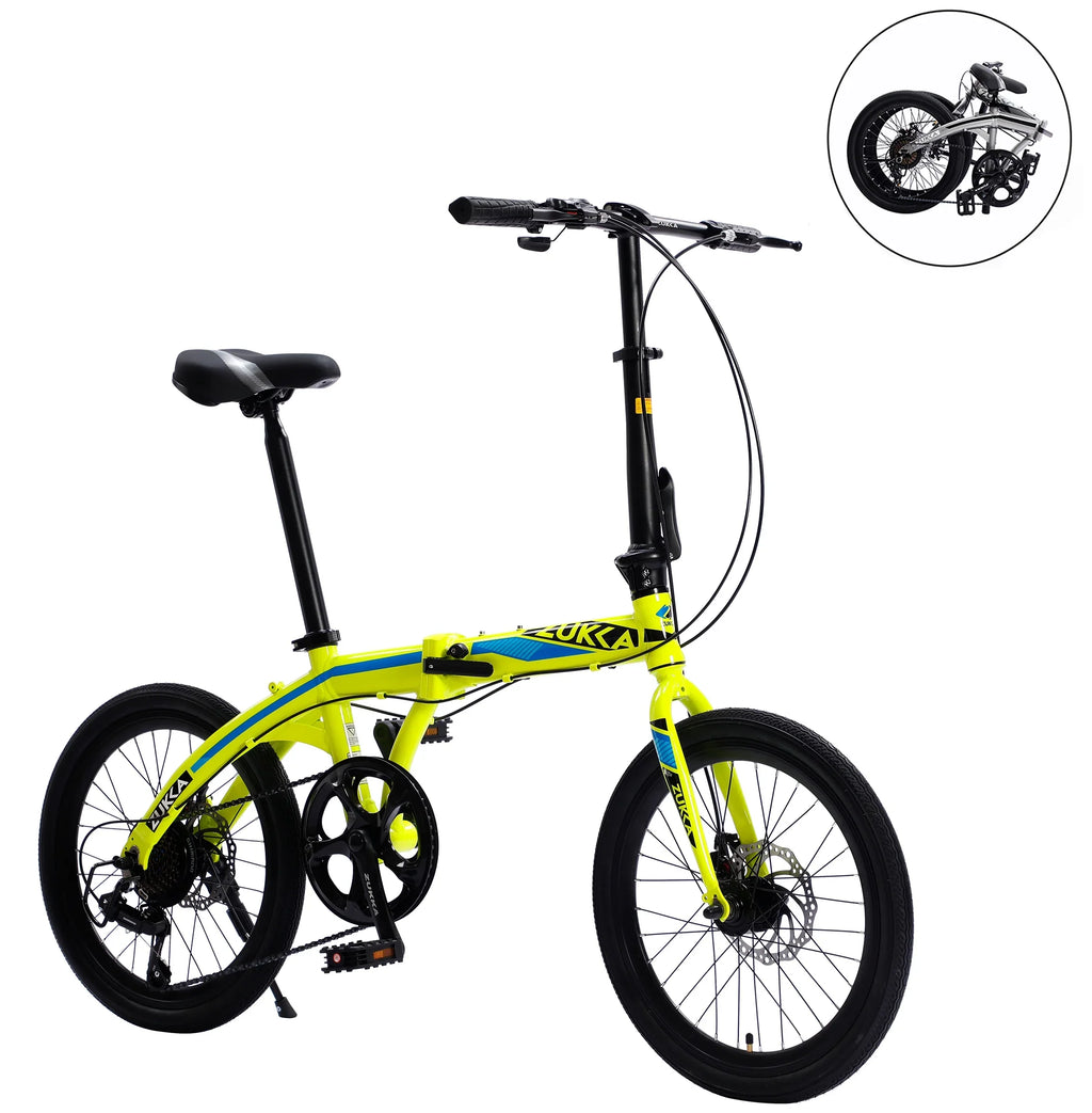 Bike, Aluminium Alloy City Yellow 8 Folding Speed Bike, 20" Frame,