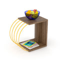 acessories side assemble, table, to with Cassi Easy metal Walnut-Yellow base Wood