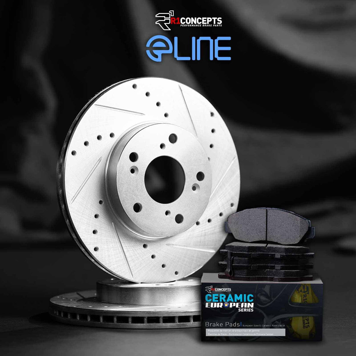 and R1 Concepts Rear Kit Rotors Brakes