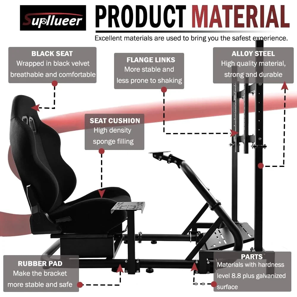Logitech TV Stand Supllueer Racing Cockpit Sim G923 G920 Fanatec G29 with Fit Thrustmaster Seat &