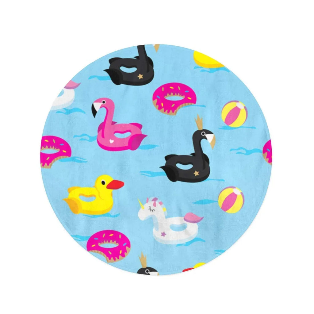 Travel Beach Duck Circle 60 Tapestry The Beach Throw Blanket Mat Circular Blue Round Pattern in Towel Towels Inflatable Water Floats Colorful inch KDAGR