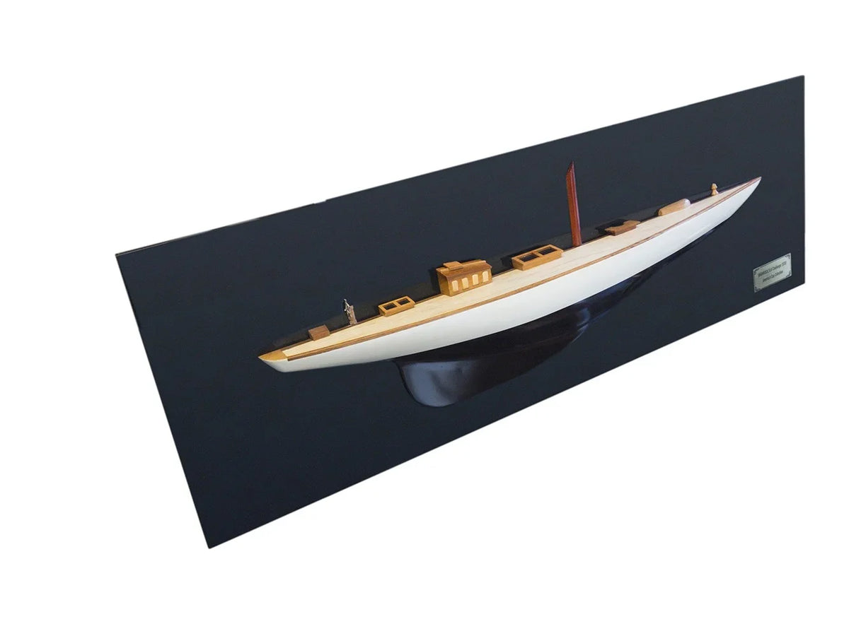 White 401899 in. HomeRoots Decorative Painted Half-Hull Boat Boat, Hand Yacht Shamrock V Black 12 &