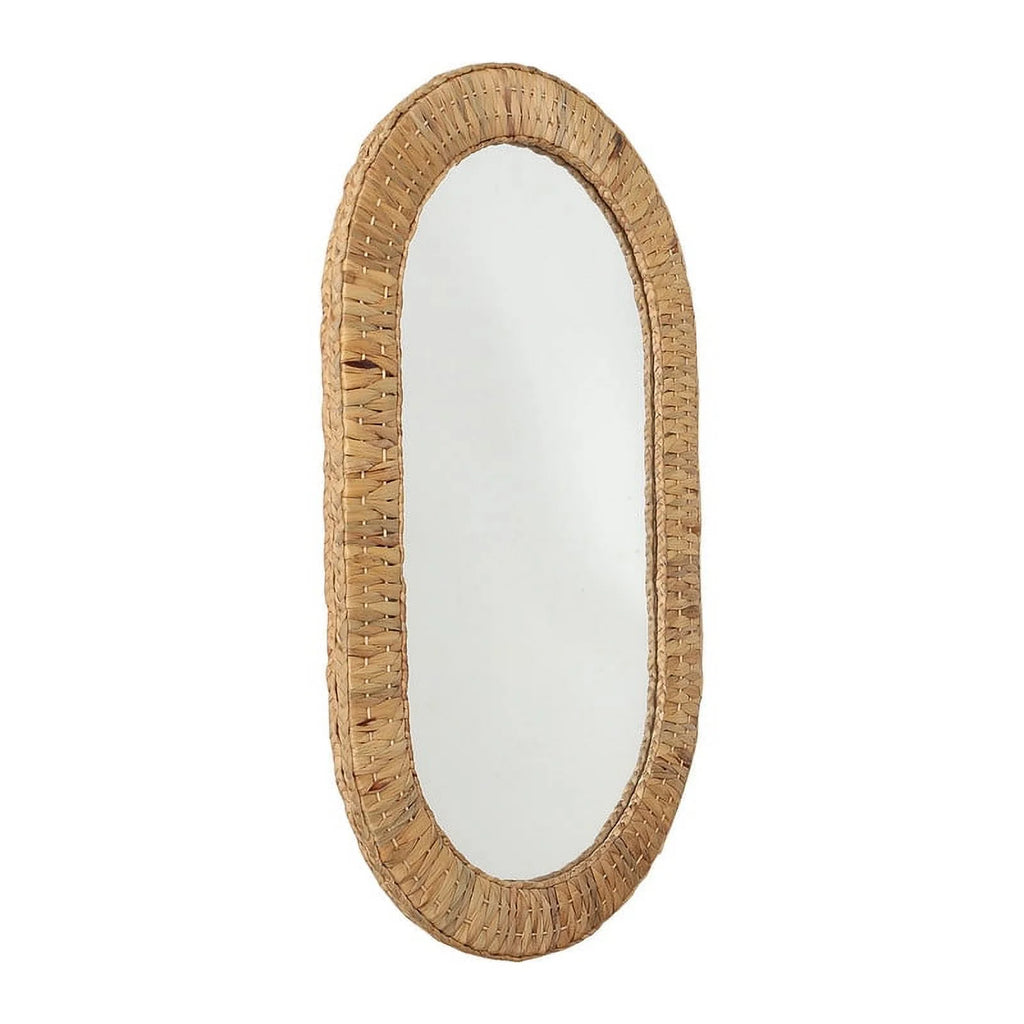 Mirror Oasis Boho Woven Oval Grass Rattan Wall