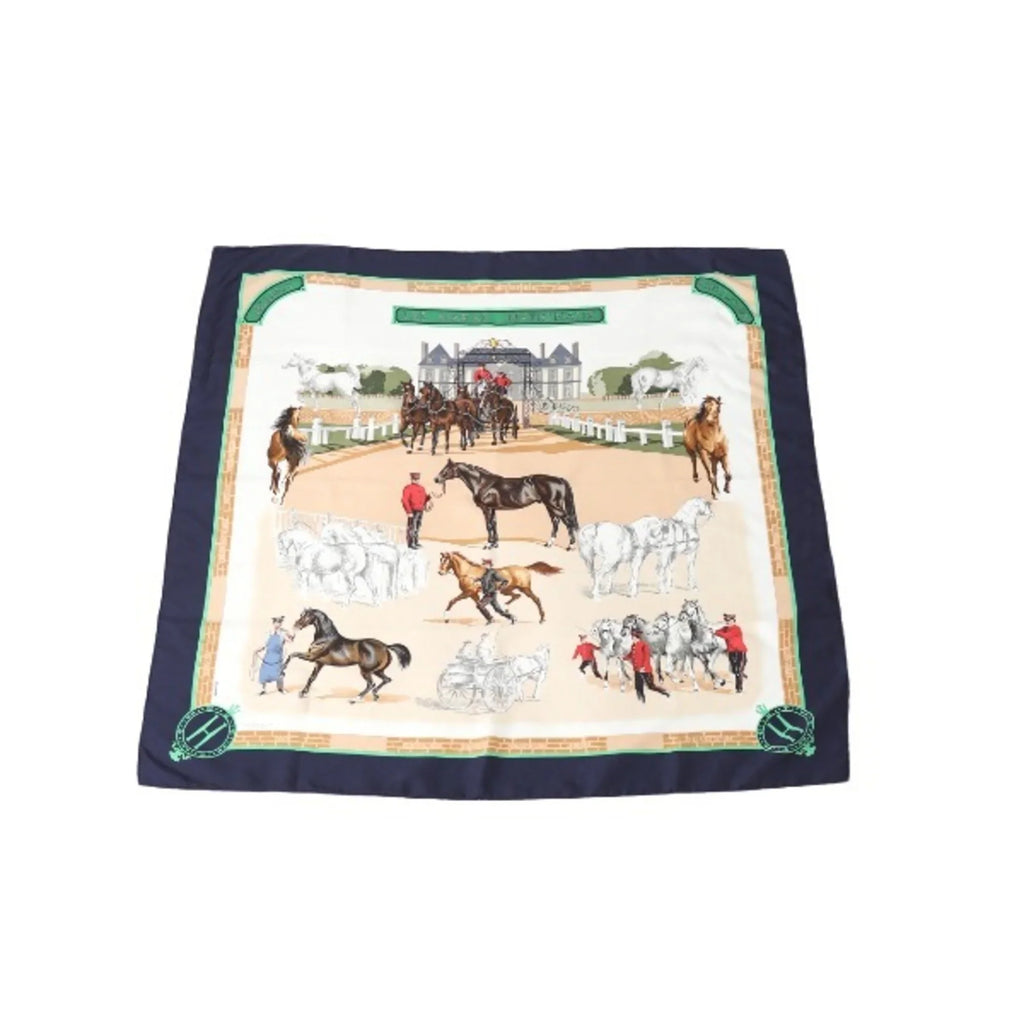 Pre-Owned Navy Hermes HERMES HARAS Scarf LES (Good) NATIONAUX Kare90