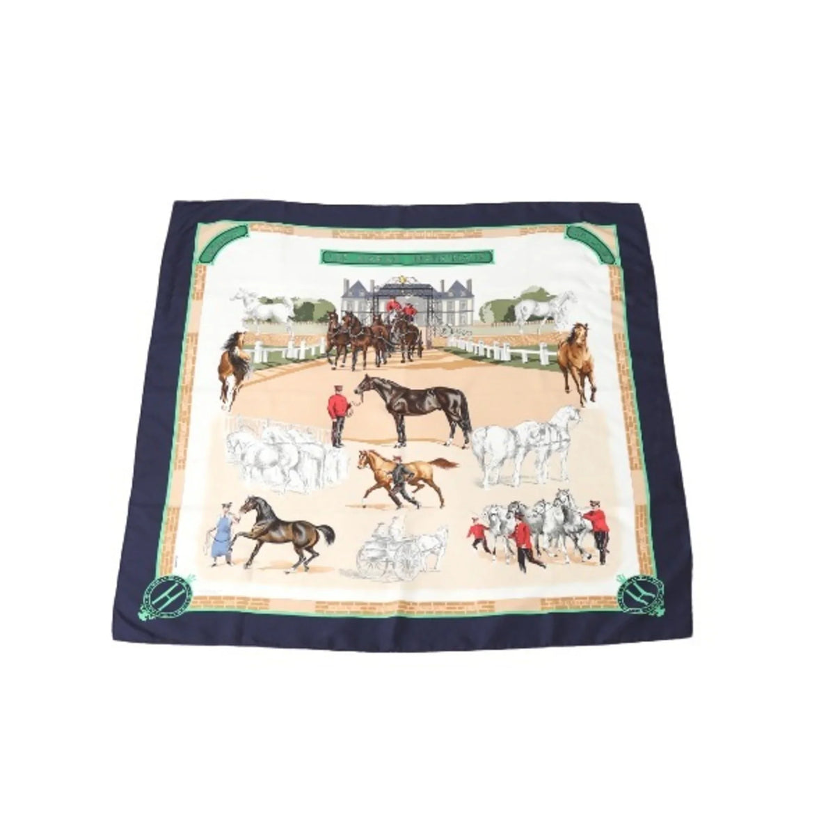 Pre-Owned Navy Hermes HERMES HARAS Scarf LES (Good) NATIONAUX Kare90