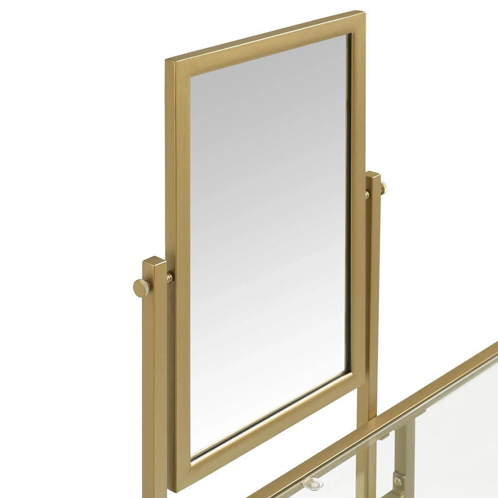 Furniture Vanity Crosley Soft 2-Piece Tempered Glass Desk/Mirror Aimee Gold in