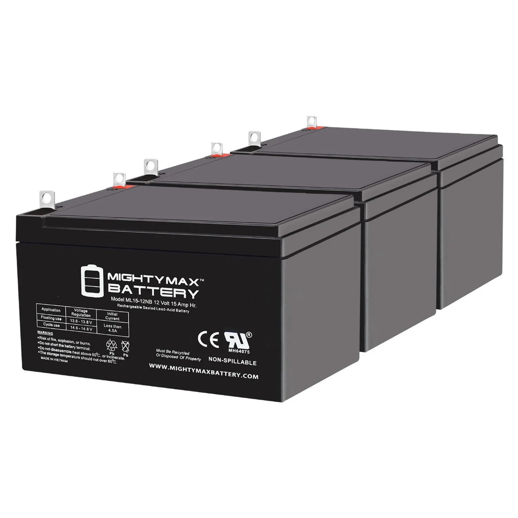 Evo 12V Scooter with Replacement Electric 15AH Compatible - 500W ML15-12NB Battery 3 Pack