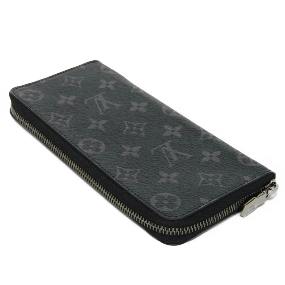 Pre-Owned Vertical Noir Eclipse Men's Zipper Zippy Billfold Wallet Long Monogram Round LV (Good) Logo M62295