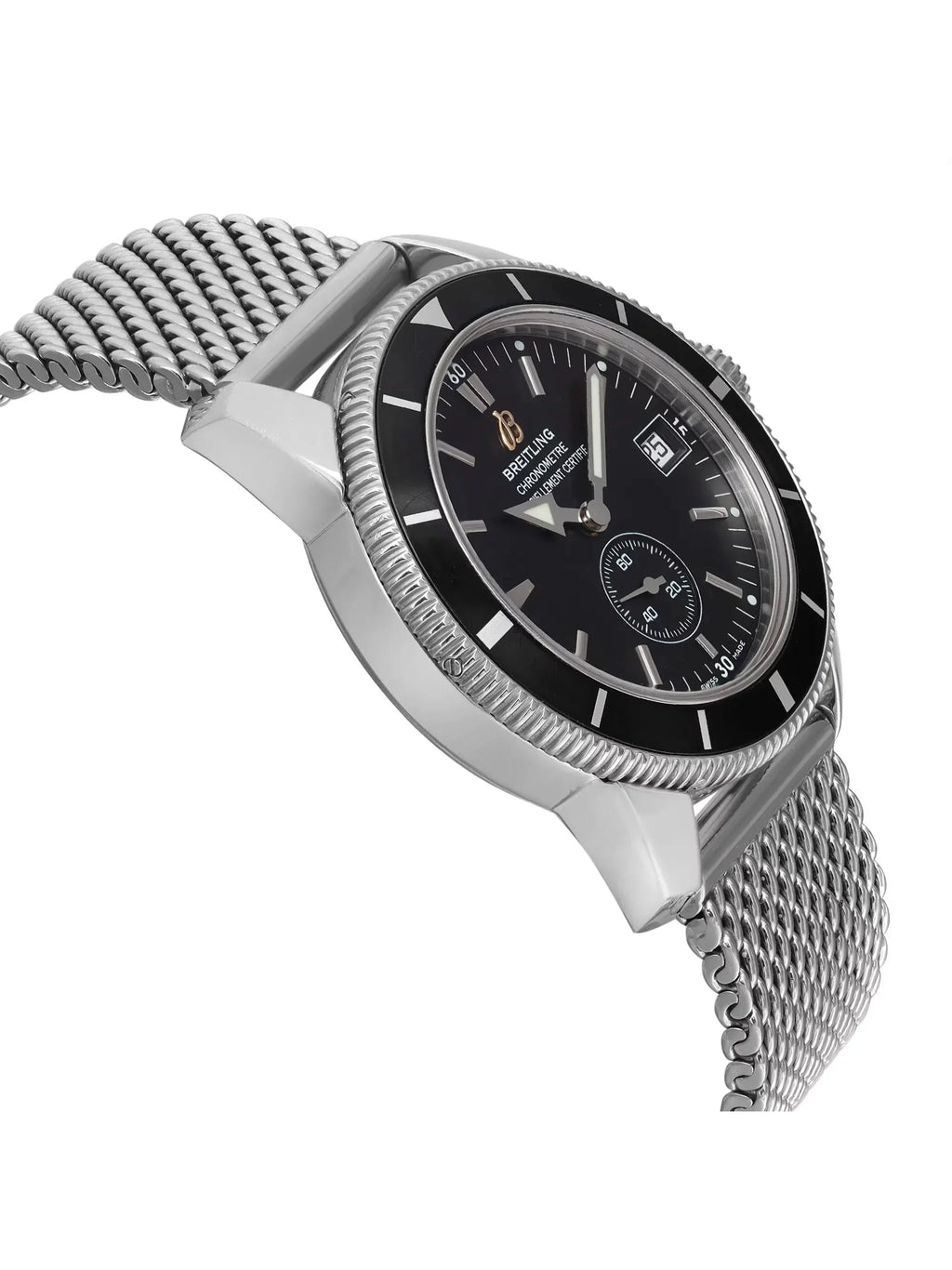 Heritage Steel A3732024-B869SS Mens Breitling Watch 38mm Black SuperOcean Dial