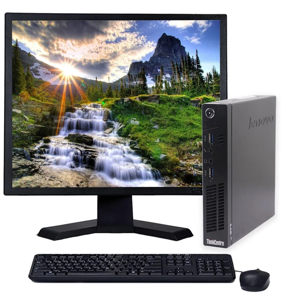 LCD HDD M73 Core Keyboard ThinkCentre Micro Monitor 19" and 10 Windows 8GB Desktop i5 2.9GHz Computer 1TB RAM PC Lenovo Mouse Wi-Fi