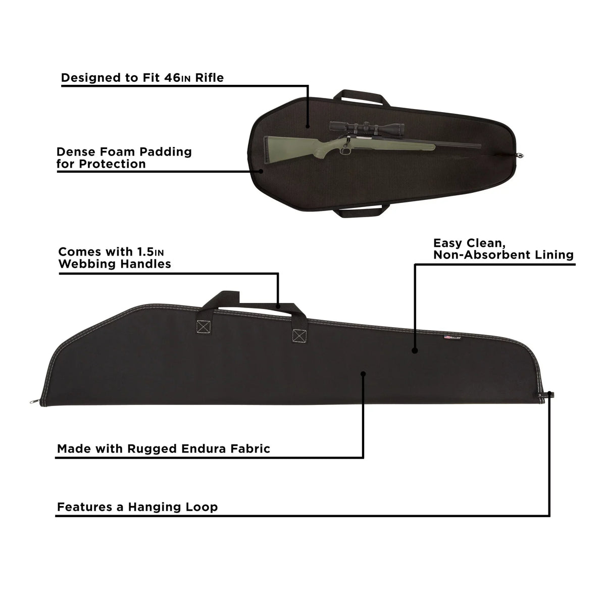 46" Allen Case, Polyester, Rifle Company 602-46 Black, Soft Durango