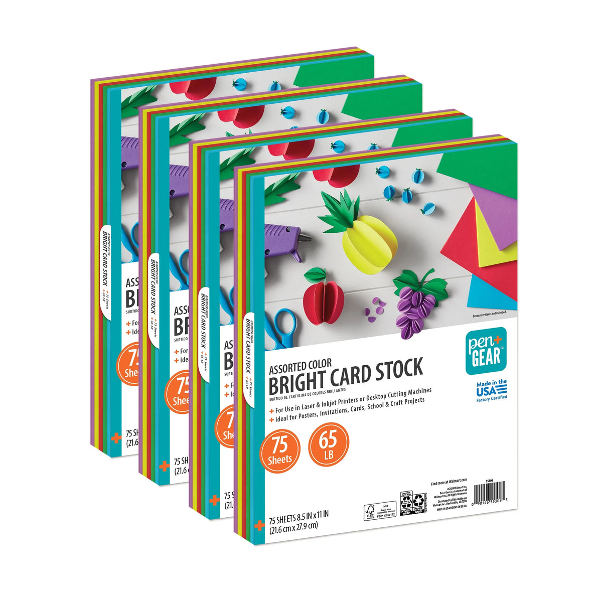 lb, Pen Assorted Paper, Stock Sheets + 11, Bright, 300 x 8.5 Gear Card 65