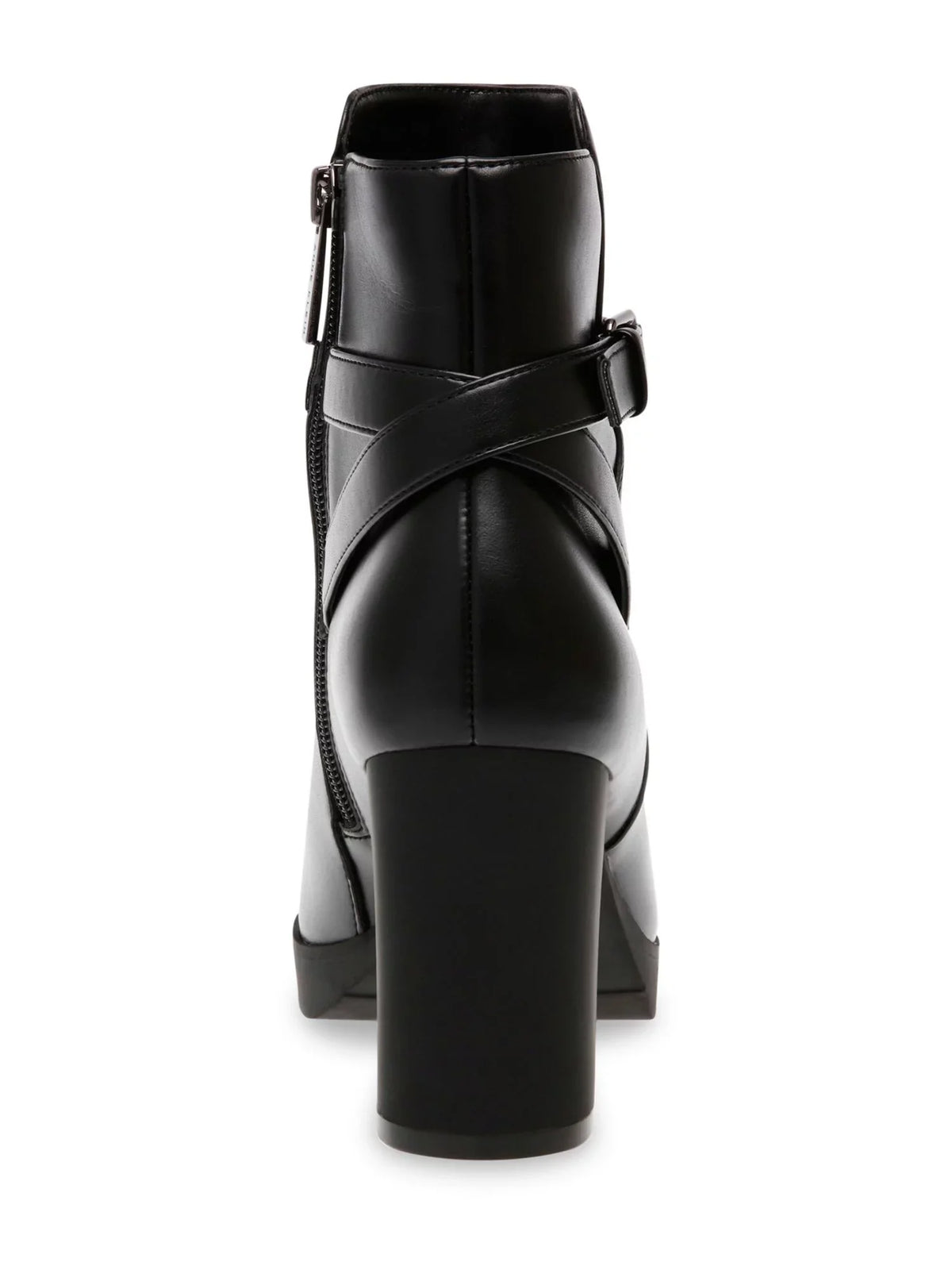 Buckle Booties Accent 10.5 M Dress Round KLEIN Heidi Heel Womens Cushioned Toe ANNE Zip-Up Block Black