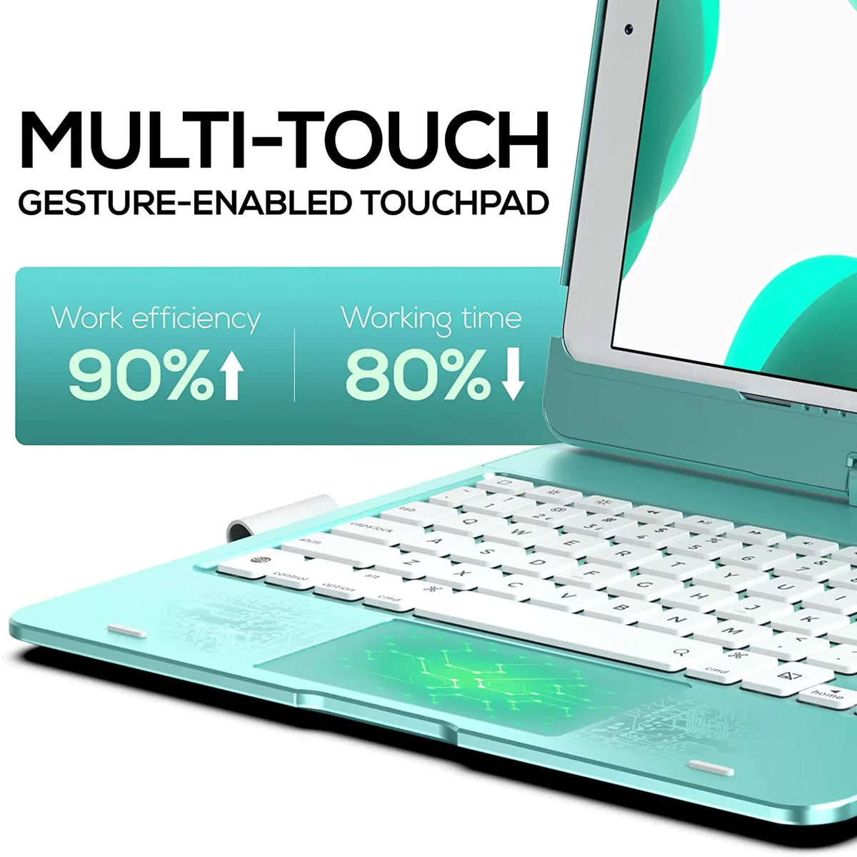 Typecase Protective Backlit for Slim Gen, iPad 9th Generation Generation Trackpad 10.2-inch Case iPad 10.5, Holder Pencil 8th with Air 3, Wireless Cover (Seafoam) with 7th Keyboard (2020), (2021), Pro