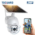 Wireless with PIR Night Security Vision, TOGUARD Dome PTZ Detection, 15600mAh Outdoor Camera Surveillance 2-Way Color Motion Solar Audio 1080P Battery, Camera with Wifi