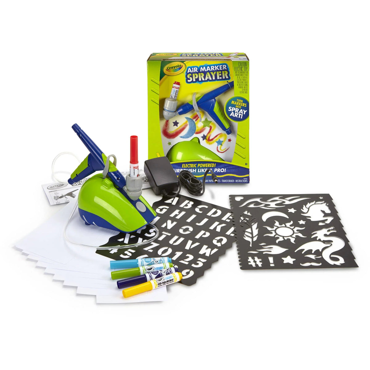 18 Crayola Set, Air Marker Pieces Sprayer