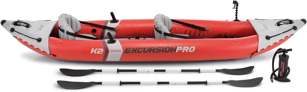 Includes Inflatable High-Output PVC Pump Series: INTEX Pro Paddles 86in SuperTough Rod – Kayak Holders Seat Fishing Kayak Bucket and Deluxe – – Excursion Grab Handles Adjustable –
